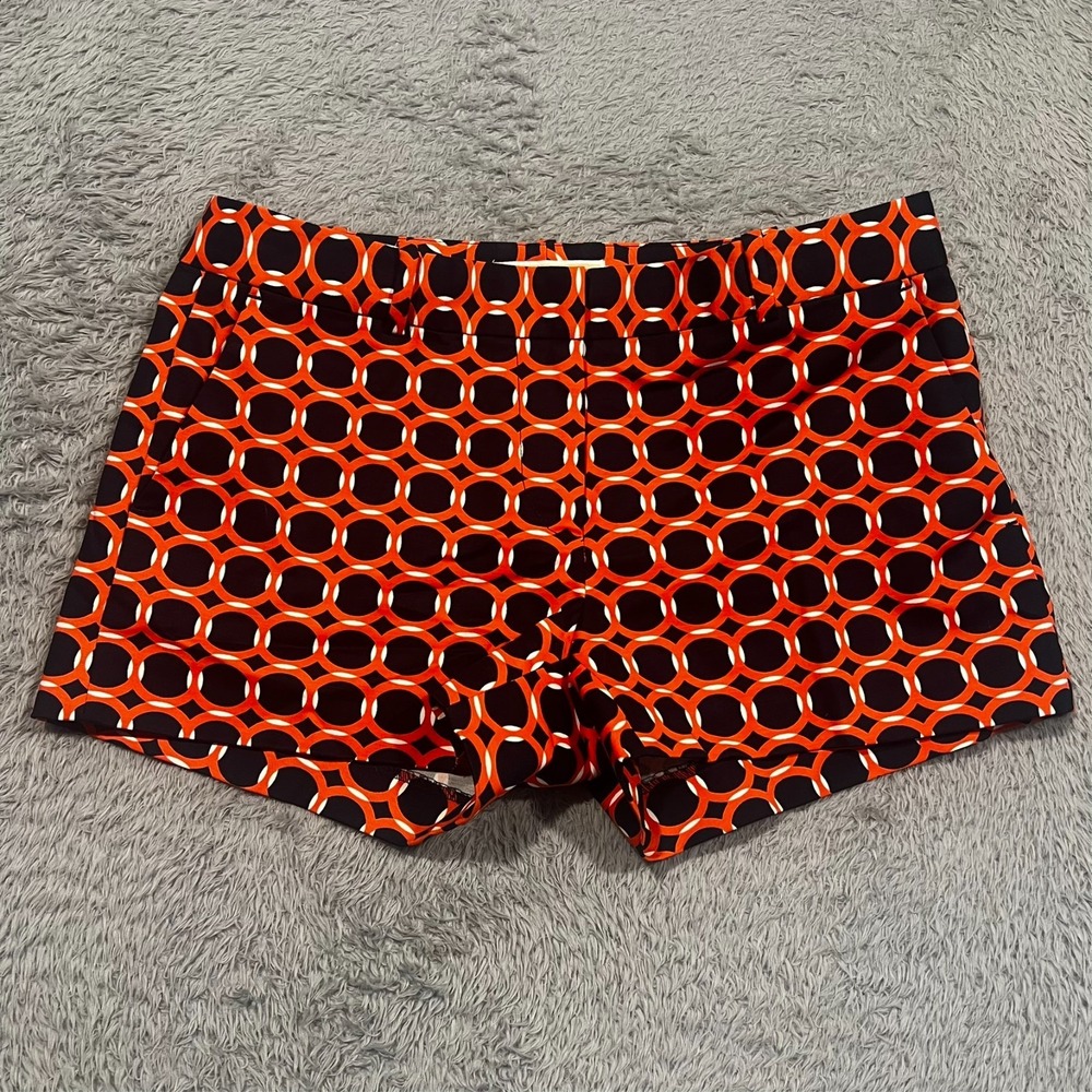 Michael Kors Chino‎ Shorts Geometric Navy Blue Orange Slash Pockets Women's 2
